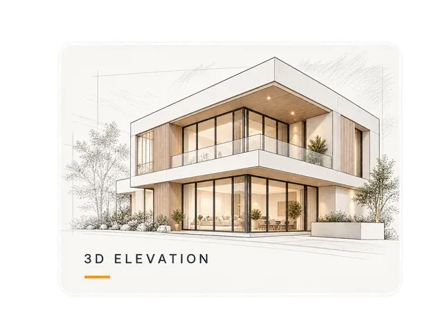 3D elevation concept of a contemporary home